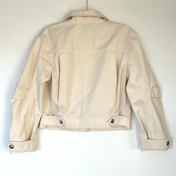 EUC AYR The Very Thing Neutral White Italian Cotton Canvas Cropped Jacket Sz XS - Picture 3 of 16